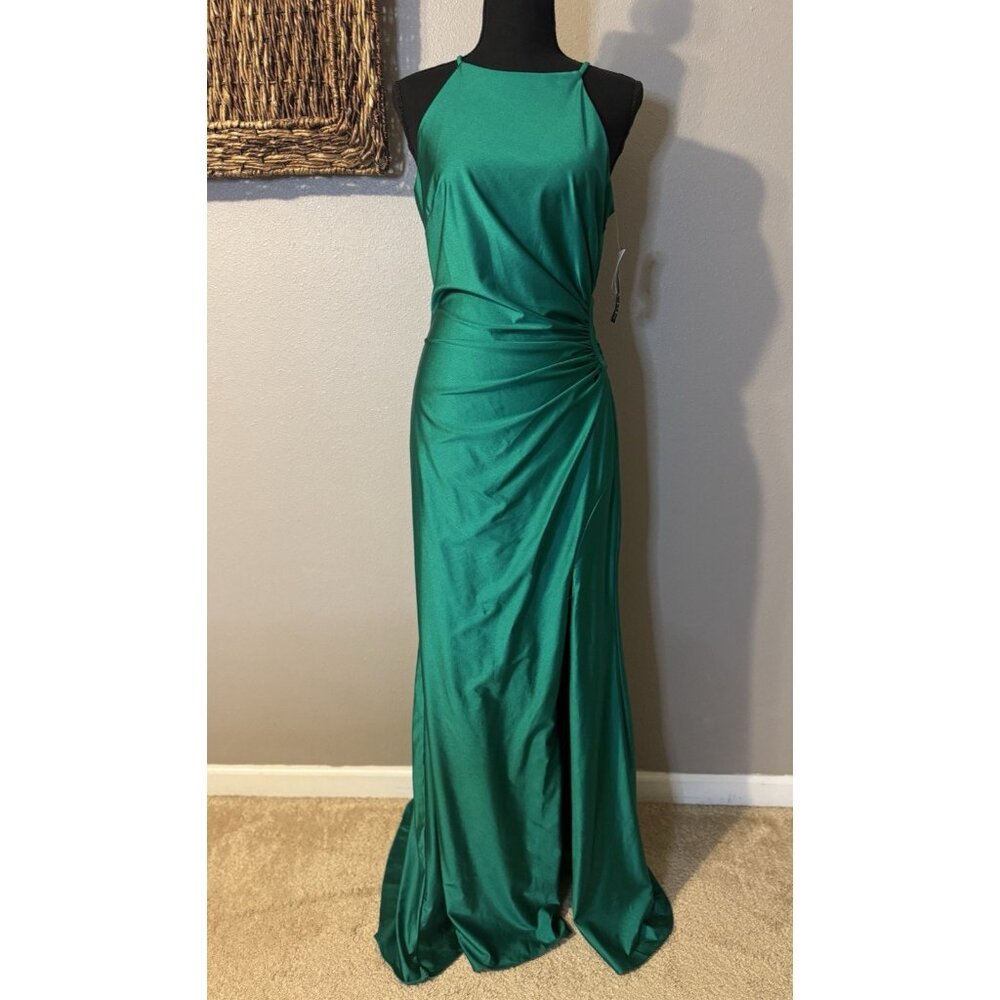 Xscape 10 Emerald Green Formal Gown Side O Waist Gala Prom Wedding Guest NEW - Picture 9 of 16